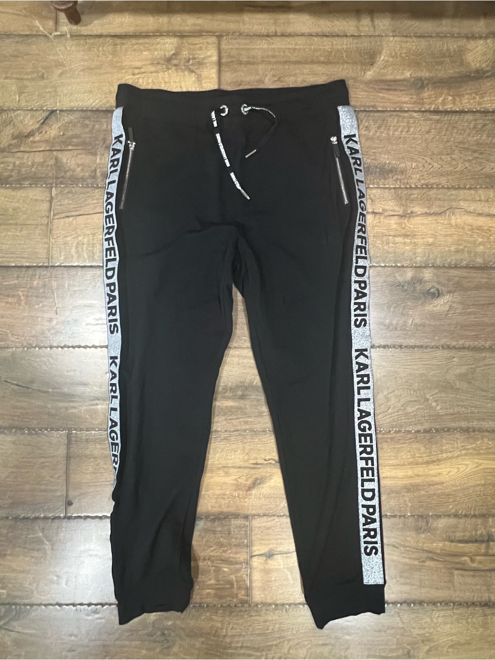 Karl Lagerfeld Paris joggers with silver logo tape stripe down the side size L